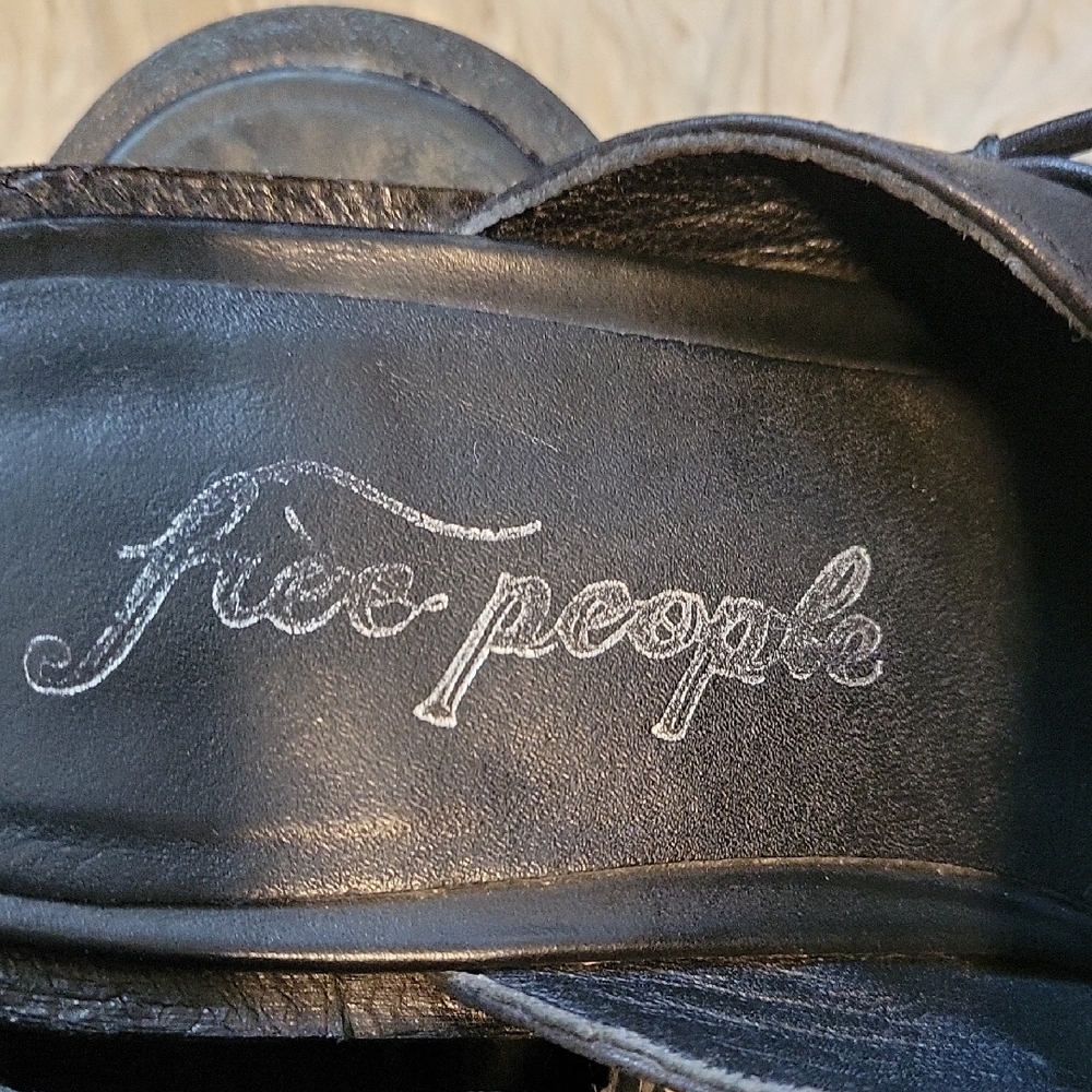 Free People Black Leather Loafers with Silver Detail - Picture 2 of 6